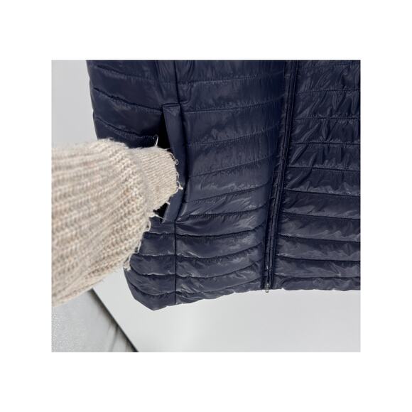 Talbots Long Quilted PrimaLoft Puffer Vest navy blue size XL Petite minimalist - Picture 5 of 8